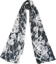 Komarov Floral Border Chiffon Shawl