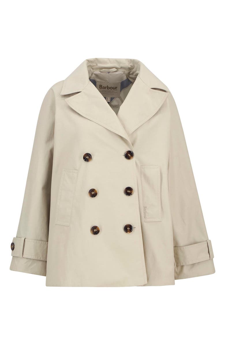 Barbour Maisy Showerproof Double Breasted Jacket, Alternate, color, Mist / Dress Navy Tartan