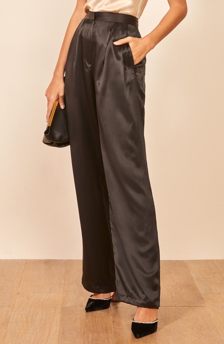Reformation Chandler High Waist Silk Pants, Alternate, color, 