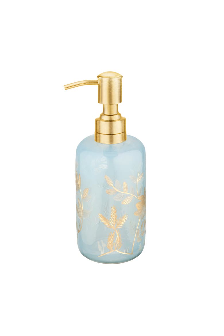 Aravali Hand Painted Glass Soap Dispenser Bath Essential, Main, color, Metallic Gold