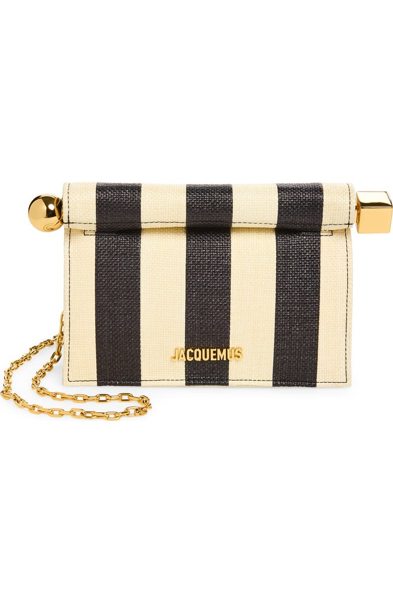 Jacquemus La Petite Pochette Rond Carré Nylon Clutch, Main, color, Natural / Black 1Fy