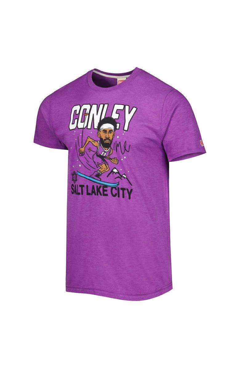 Homage Men's Homage Mike Conley Heathered Purple Utah Jazz Caricature Tri-Blend T-Shirt, Alternate, color, 