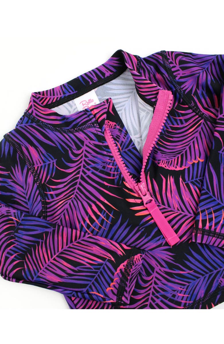 RuffleButts Girls UPF50+ Long Sleeve Zipper Rash Guard 2-Piece, Alternate, color, 