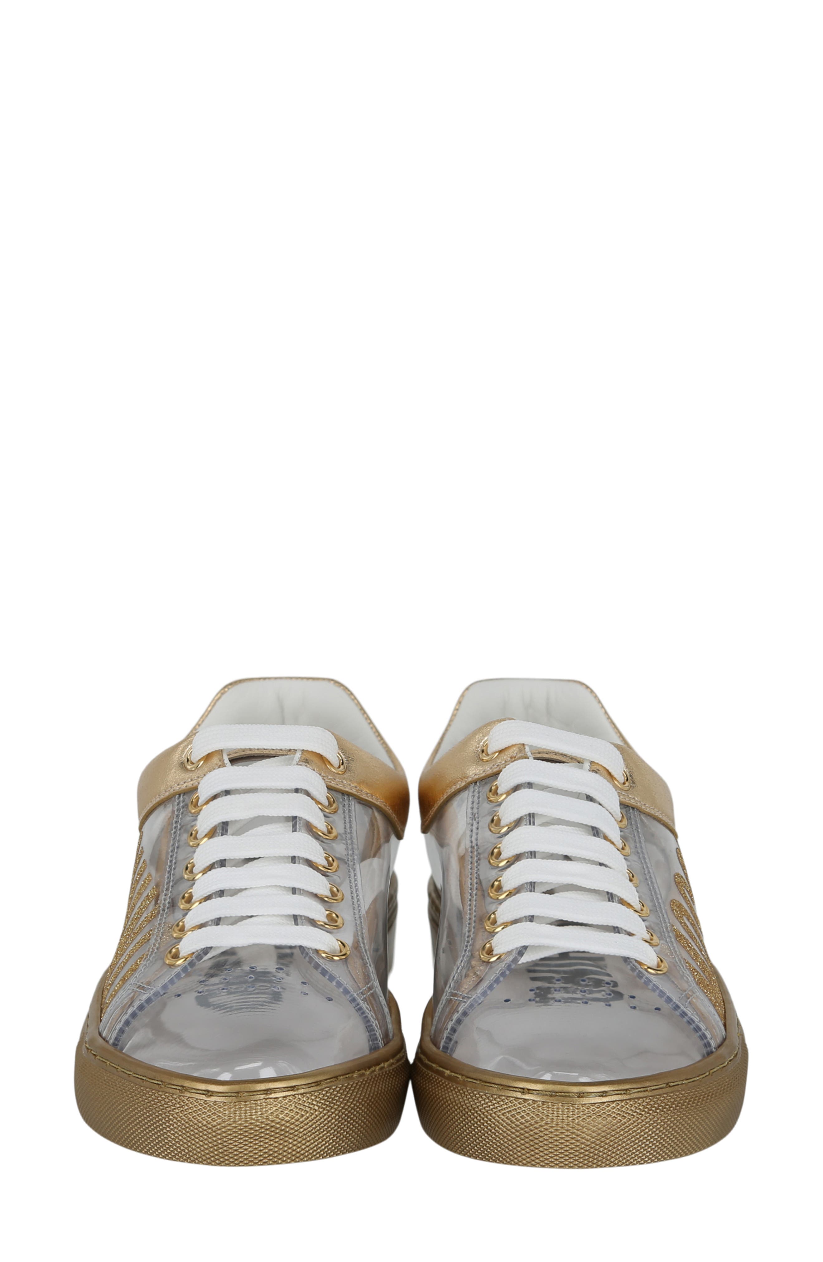 Moschino Metallic Low Top Sneaker, Alternate, color, Gold