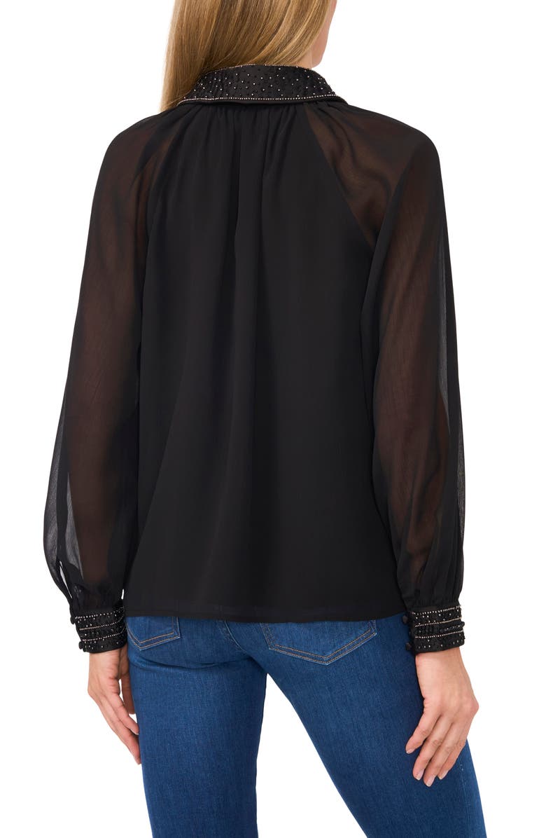 CeCe Beaded Tie Neck Chiffon Top, Alternate, color,