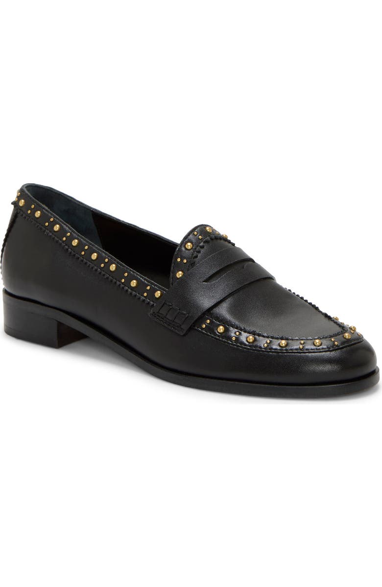 Vince Camuto Camdyn Studded Penny Loafer, Main, color, Black