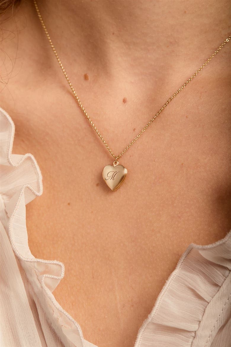 Roxy Heart Locked Initial Necklace, Alternate, color, Gold / X