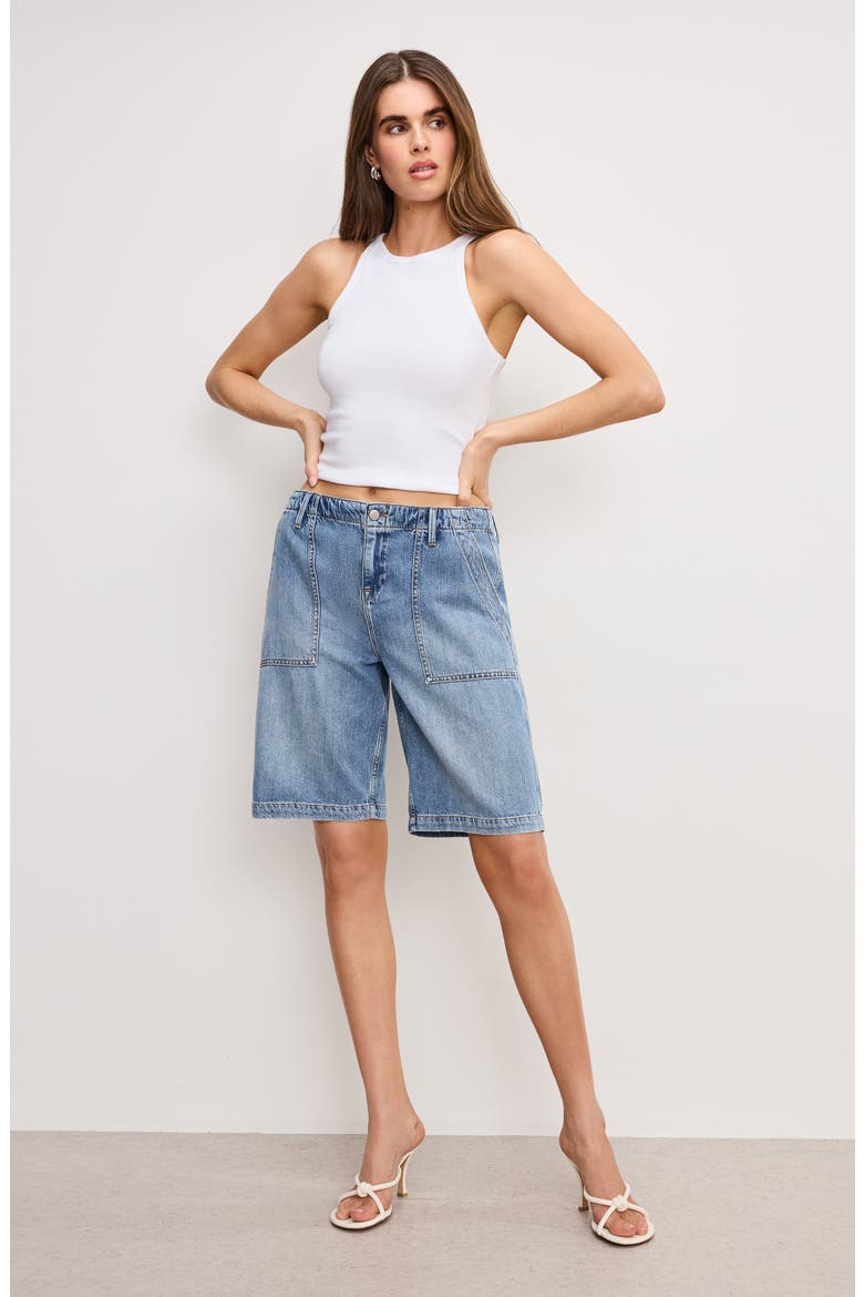Lite Drawstring Bermuda Denim Shorts, Alternate, color, INDIGO786
