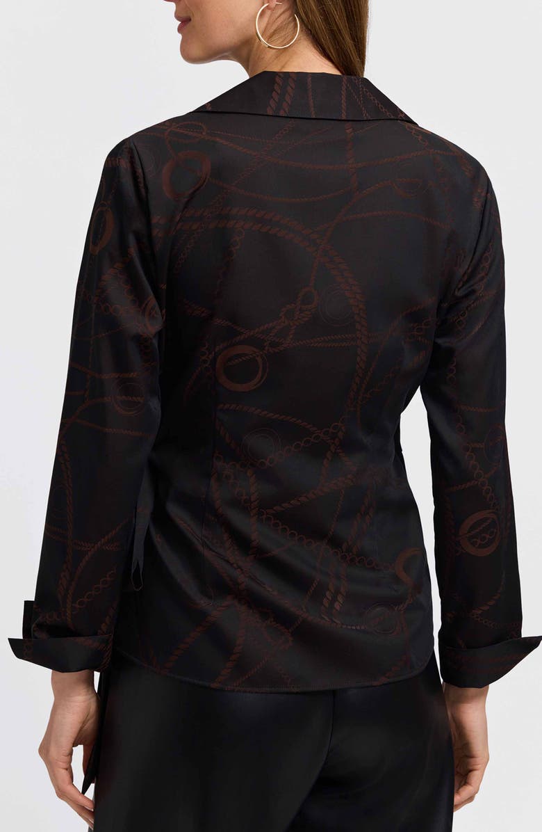 Foxcroft Salina Print Wrap Shirt, Alternate, color, Coffee Brown/ Black