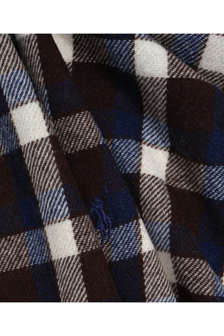Wool Plaid Washed Wrap, Alternate, color, Brown/ Blue Plaid