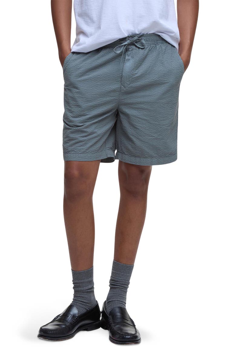 Callercove Flat Front Cotton Seersucker Shorts, Main, color, VINTAGE TEAL