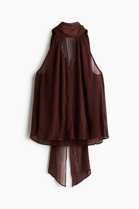 Scarf-collar Chiffon Top