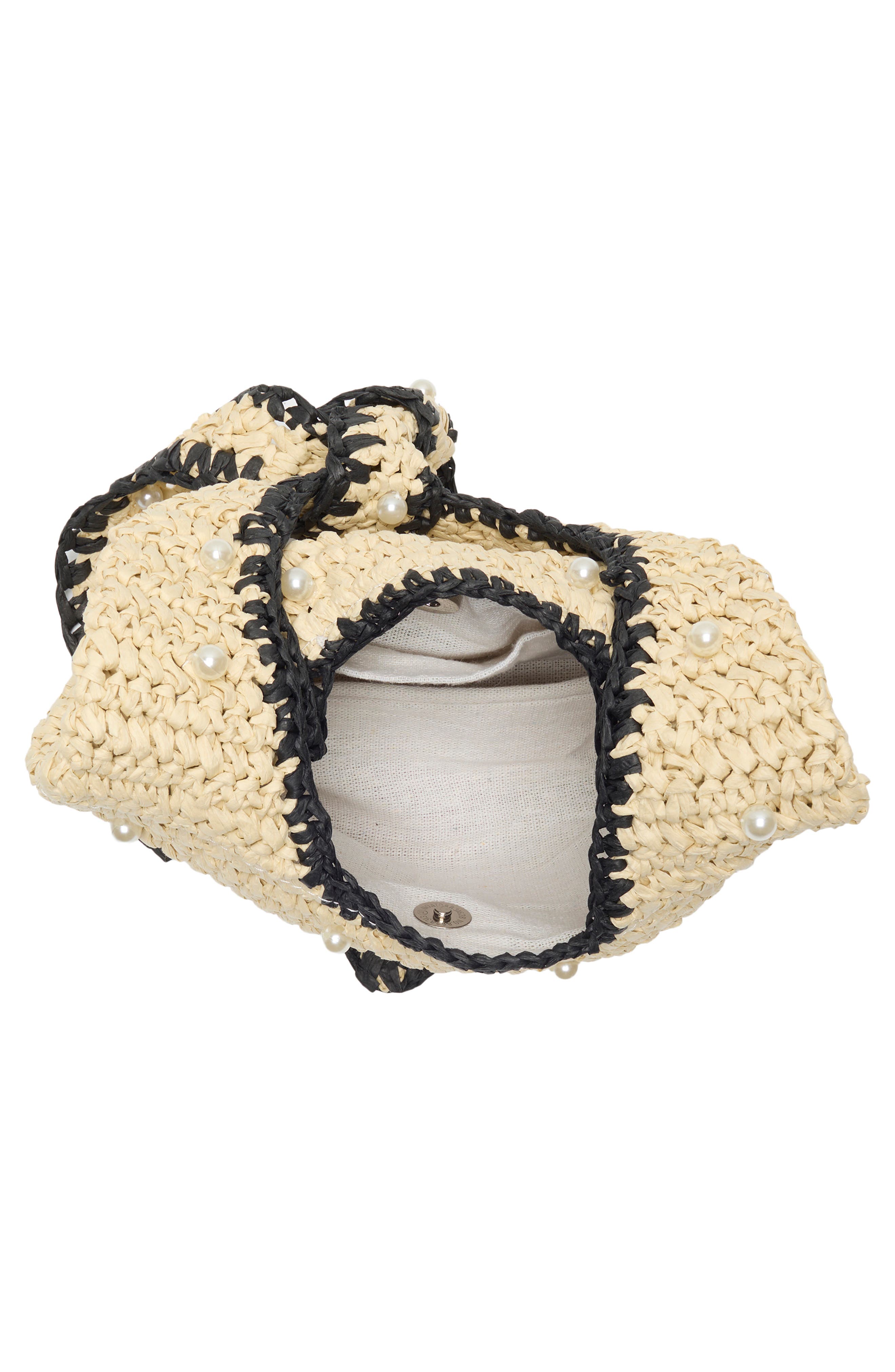 ALESSIA BIANCHI Faux Pearl Shoulder Bag, Alternate, color, Off White/ Black