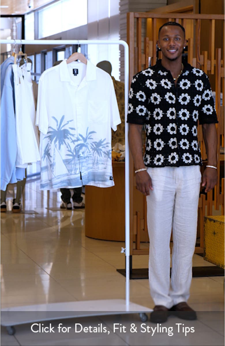 Creswell Palm Tree Print Camp Shirt, sales video thumbnail