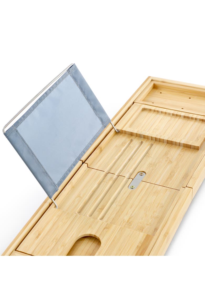 Expandable Wood Bath Tray, Alternate, color, Bamboo