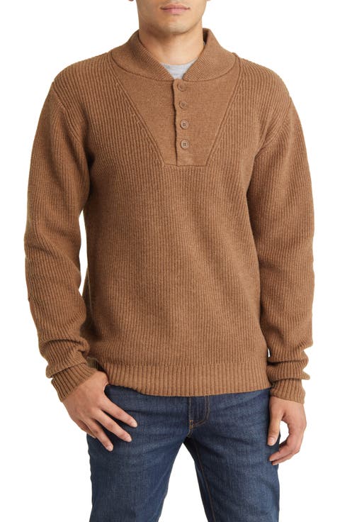 Wool Blend Military Henley Sweater