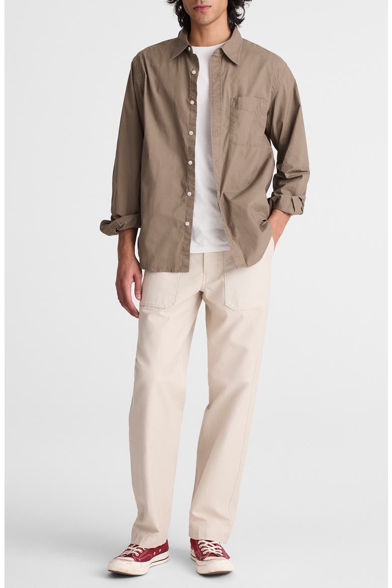 Stripe Poplin Button-Up Shirt, Alternate, color, DARK DRIFTWOOD