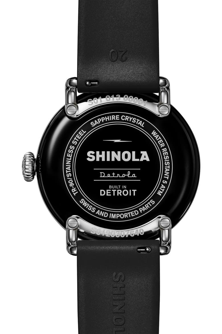 Detrola Rubber Strap Watch, 41mm, Alternate, color, BLACK