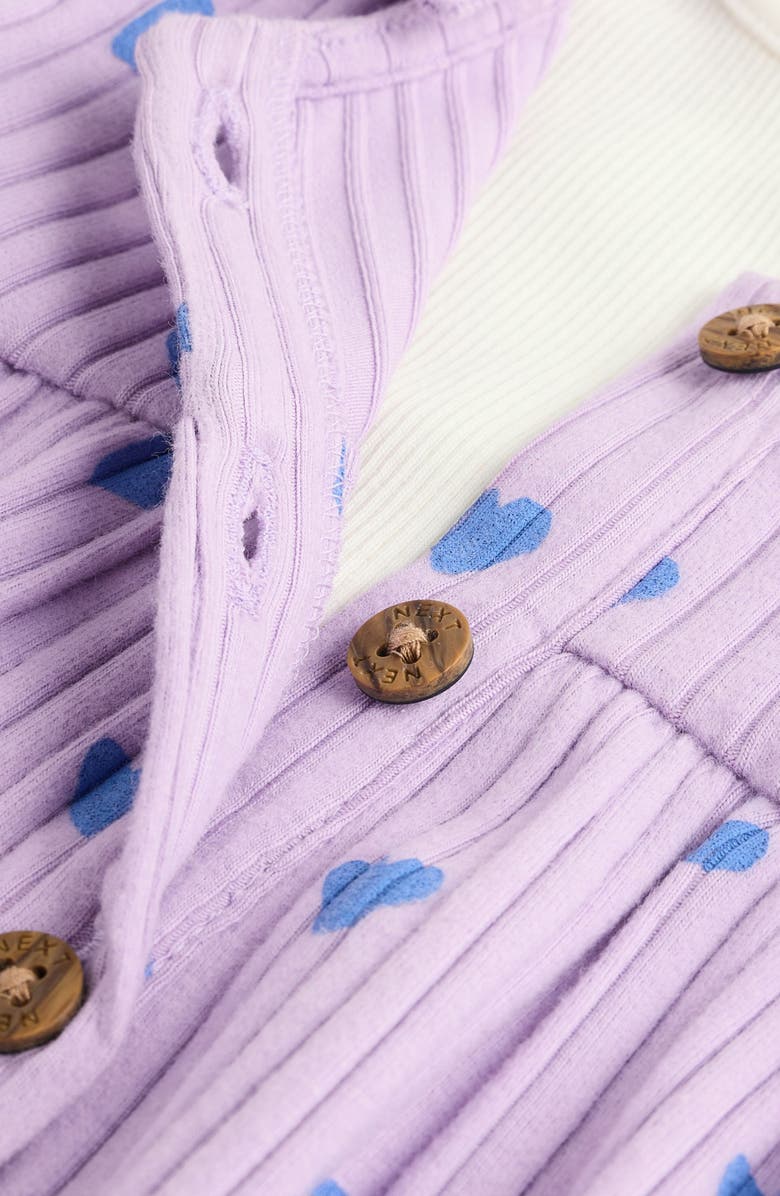 NEXT Long Sleeve Bodysuit & Heart Print Overalls Set, Alternate, color, Purple