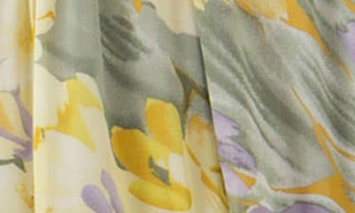 Free The Roses Voluminous Flowy Floral Print Long Sleeve Minidress In Purple Multi