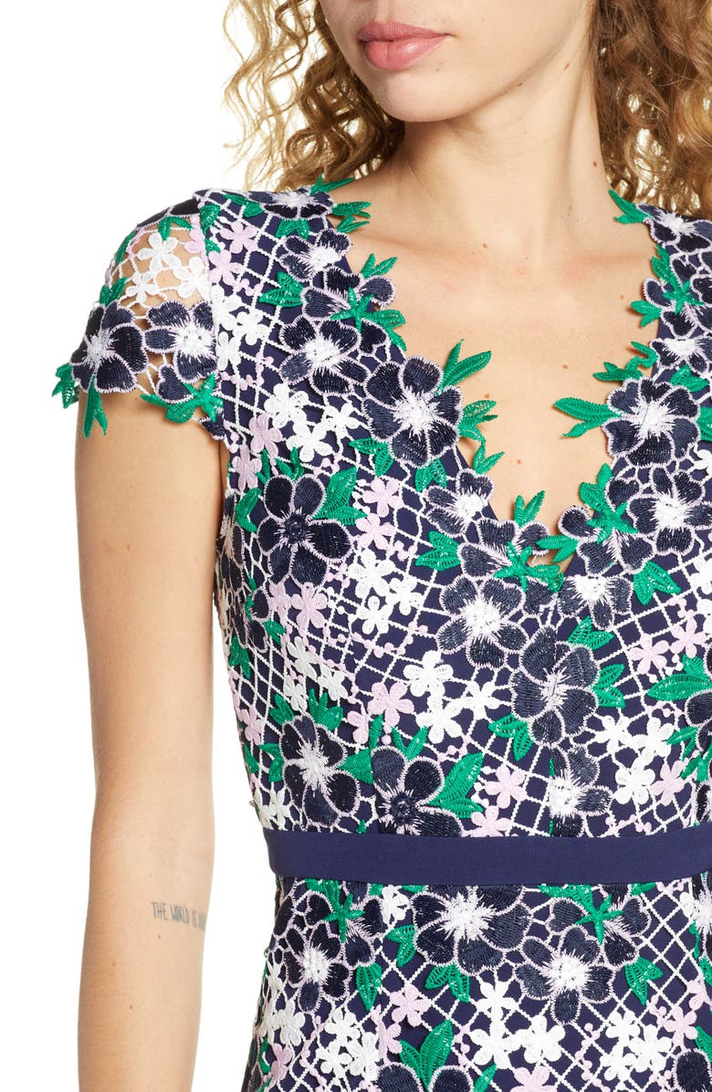 Foxiedox Embroidered Lace Midi Dress, Alternate, color,