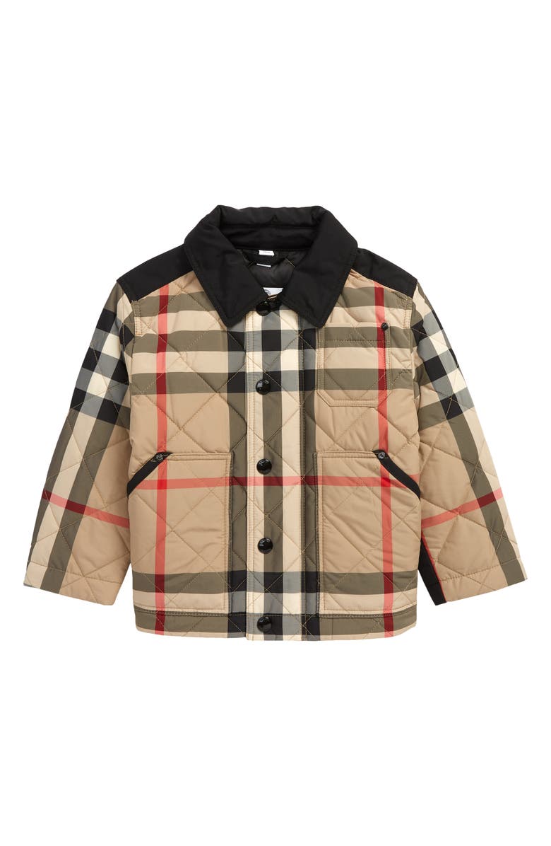 Burberry Kids' Renfred Check Quilted Jacket, Main, color,