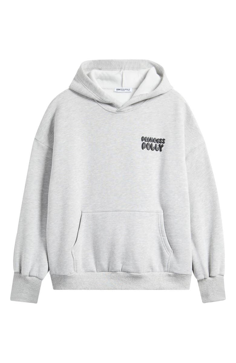 Princess Polly Puffy Logo Hoodie, Main, color, Grey