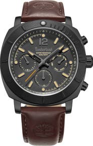Timberland Pyperville Multifunction Leather Strap Watch, 45mm