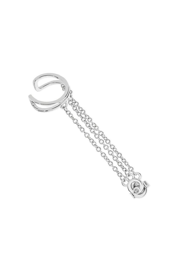 Art Deco Cuff And Stud With Chain, Main, color, Sterling Silver