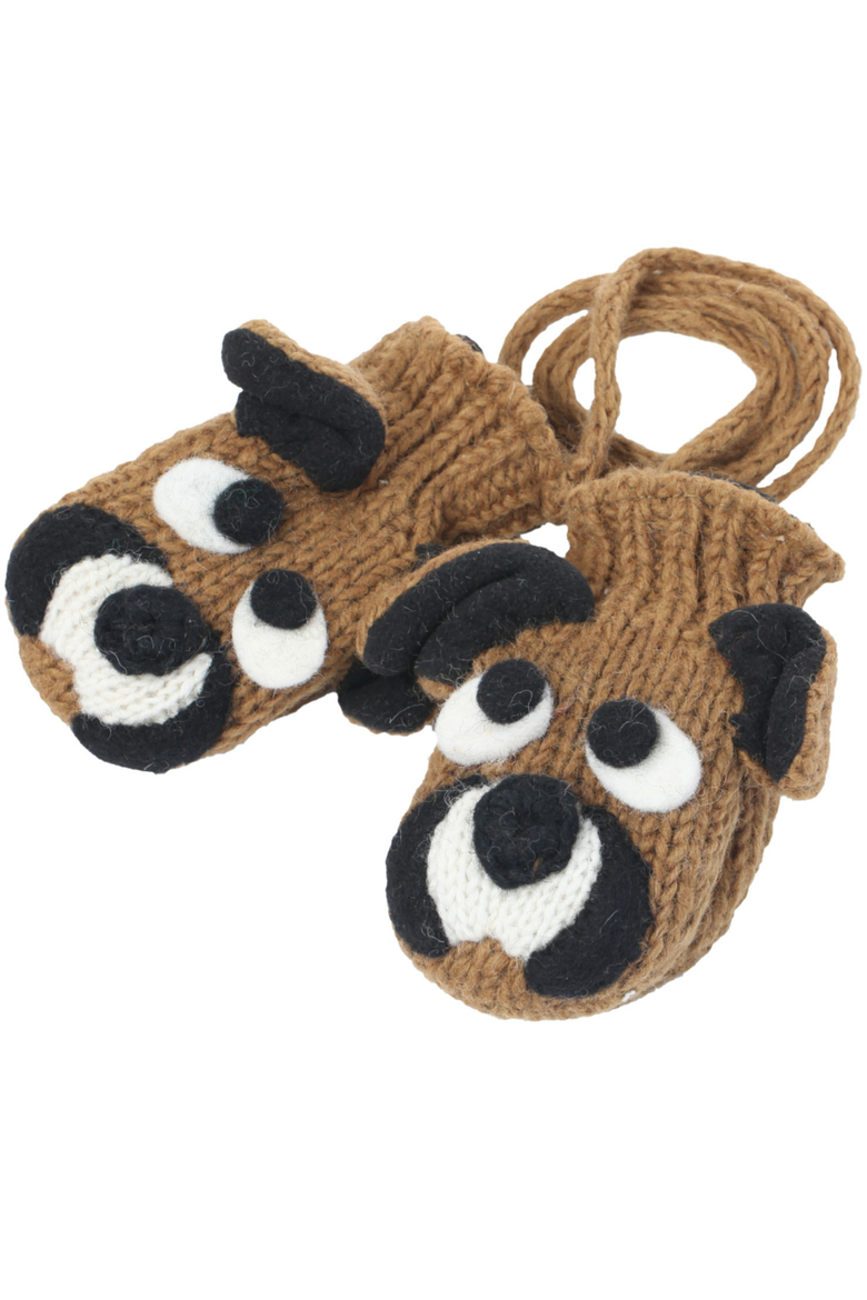 Bulldog Mittens, Main, color, Brown