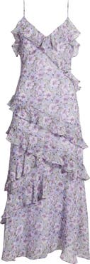 Lulus Luella Floral Print Ruffle Sleeveless Maxi Dress