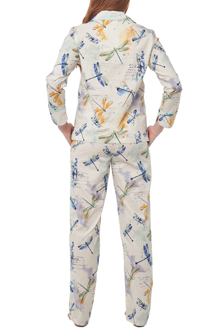 Emma Dragonflies Cotton Pajamas, Alternate, color, WHITE