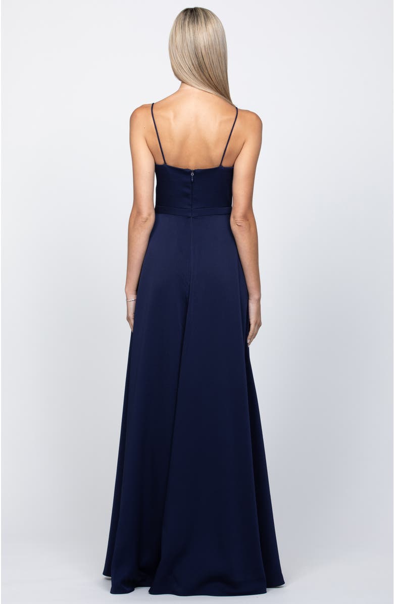 Bariano Diamond Cowl Wrap Gown, Alternate, color, Navy