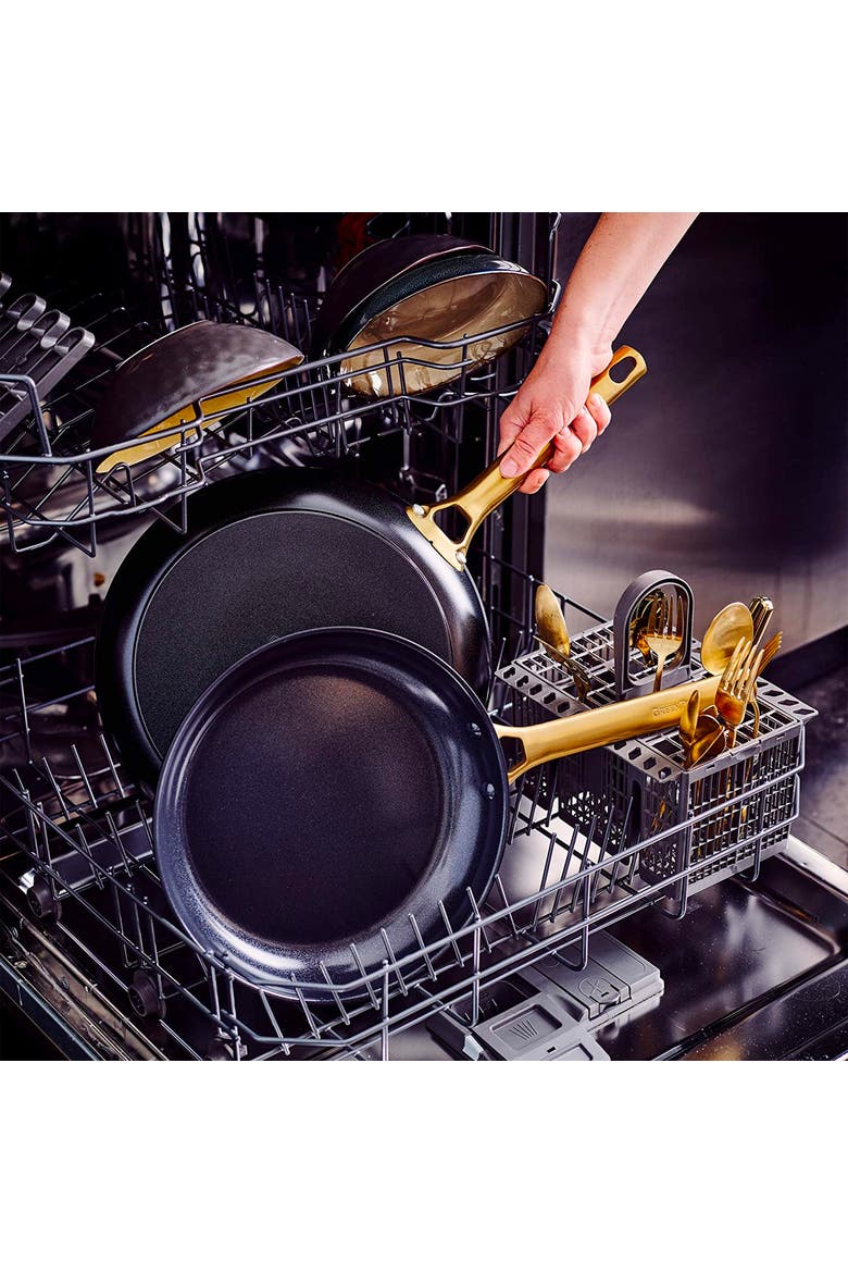 Reserve 2-Piece Open Frypan Set, 8-Inch & 10-Inch, Black/Gold, Alternate, color, Black