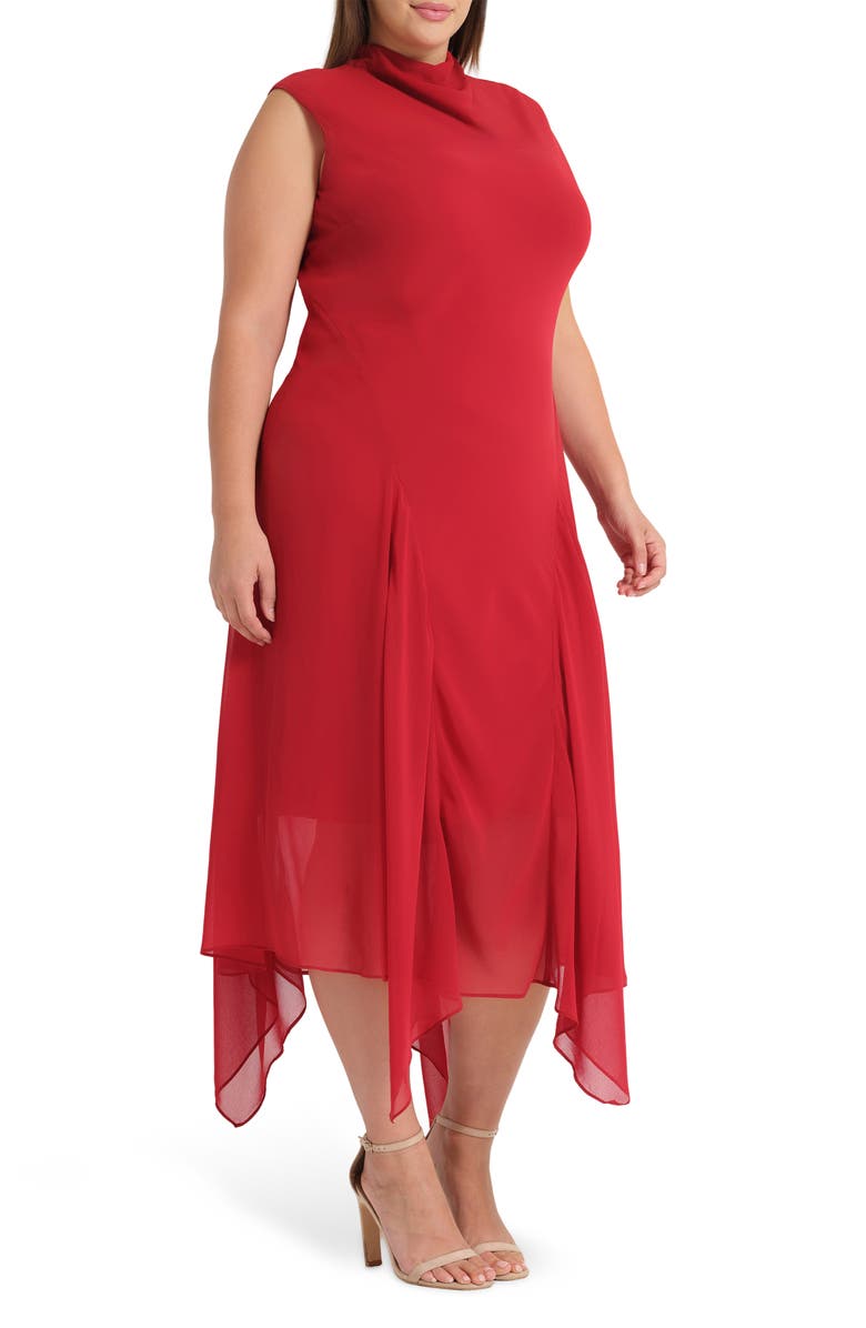 Estelle Holly Handkerchief Hem Midi Dress, Alternate, color,