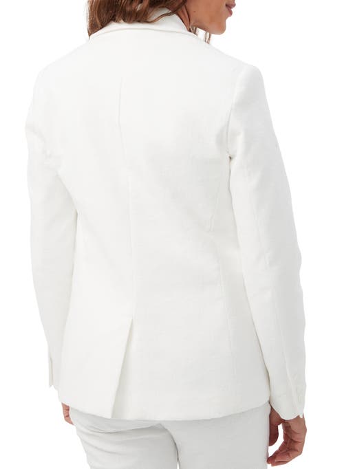 Trina Turk Habanero Textured Cotton Blazer In Whitewash
