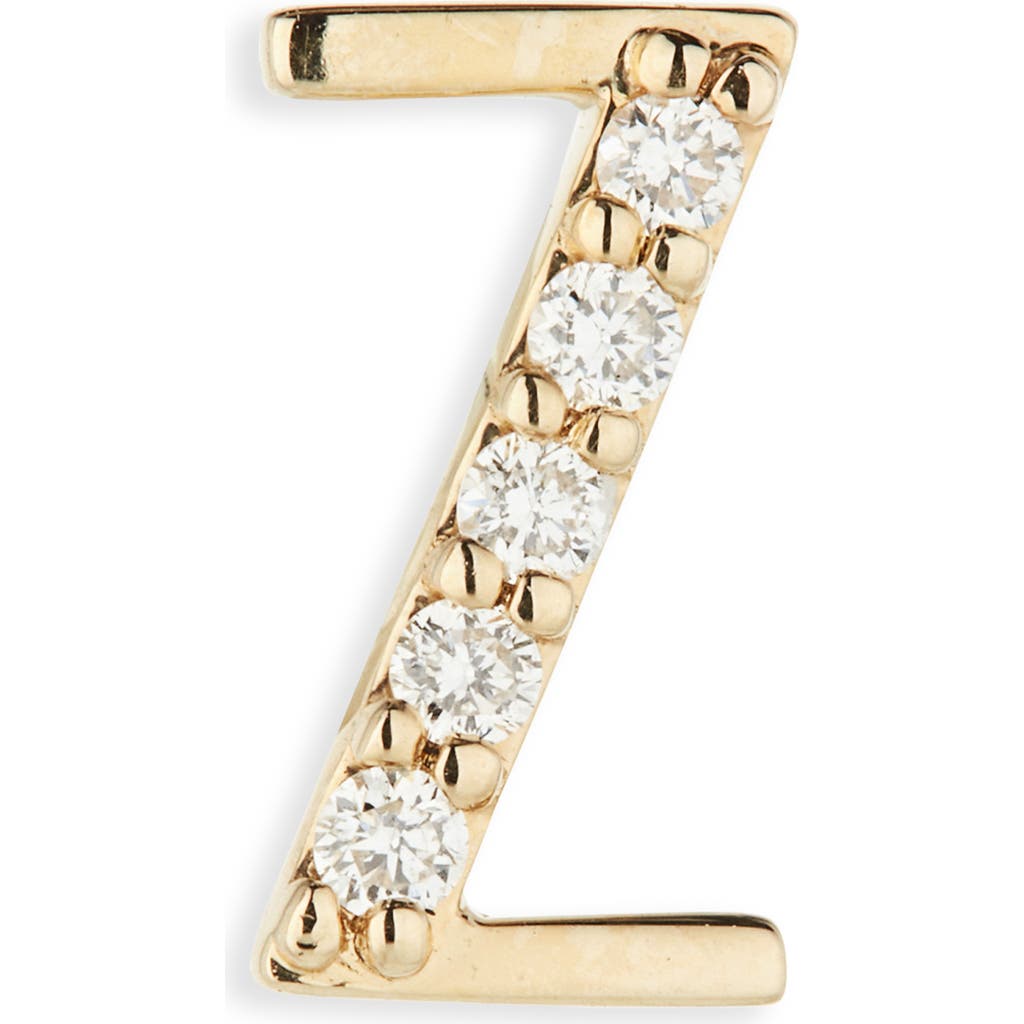 Lana 14k Gold Diamond Initial Single Stud Earring In Gold