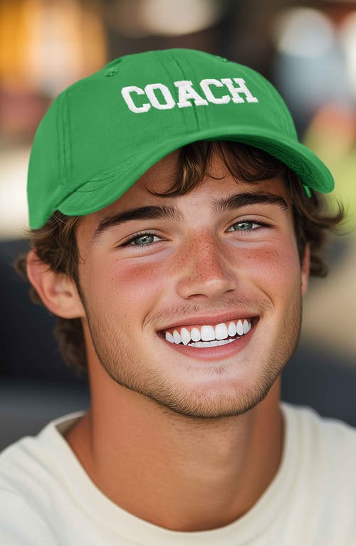 Dalix Coach Embroidered Sports Dad Cap In Kelly Green