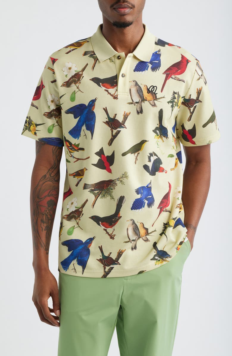 Malbon Golf Birds of Georgia Fairway Polo, Main, color, Bird Print