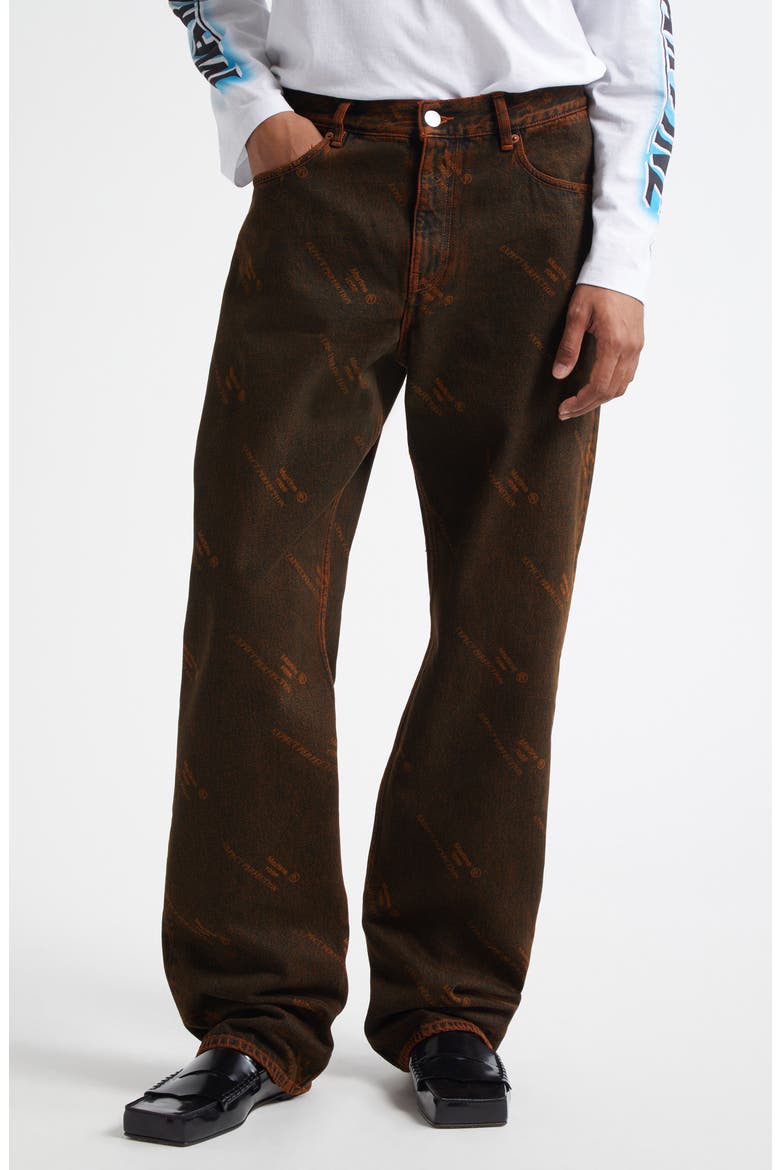 Laser Print Overdyed Relaxed Fit Jeans, Main, color, ORANGE LASER