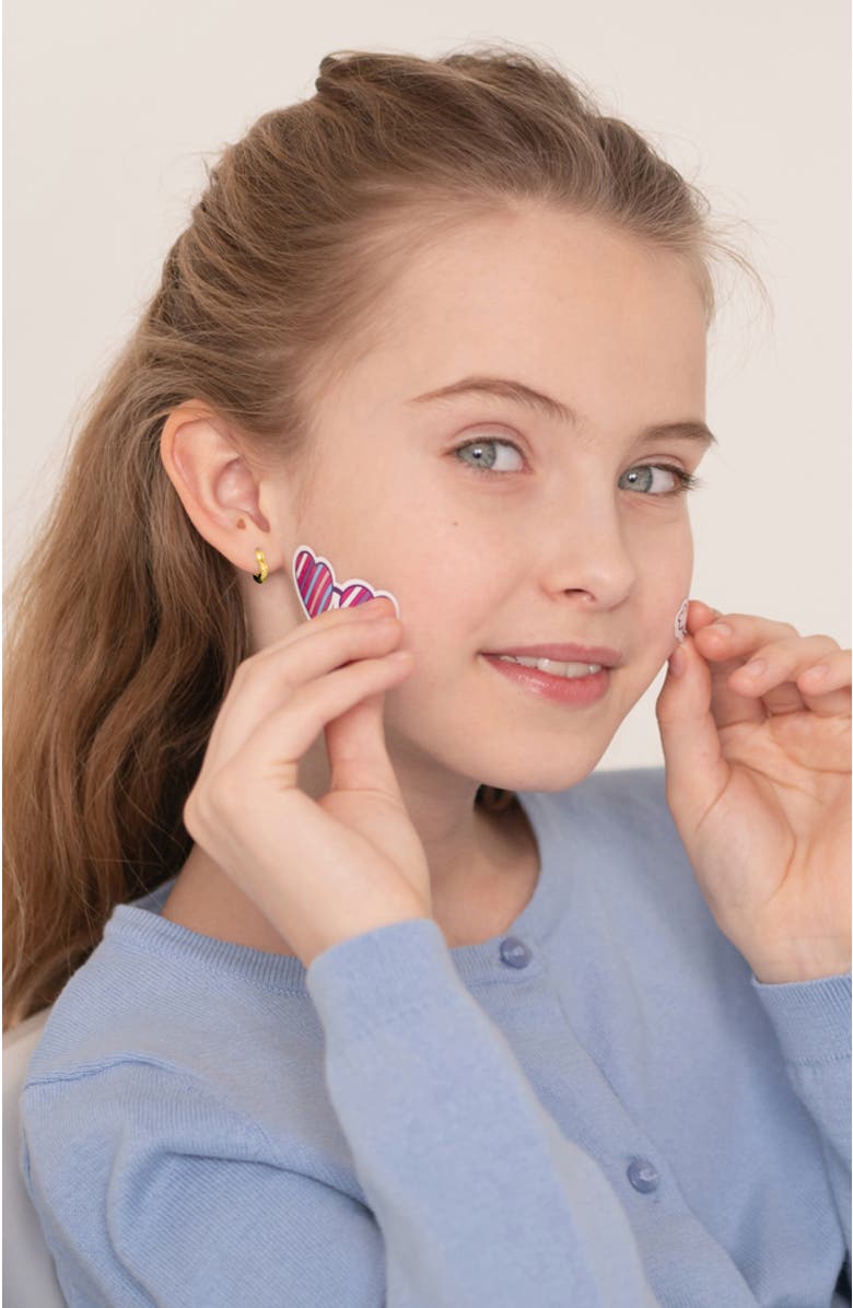 In Season Jewelry Heart Shaped Hoop Plated Earrings, Alternate, color, Gold