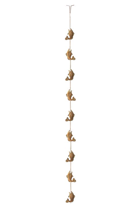 8.5ft Faux Copper Patina Finish Fish Shaped Rain Chain with Clip