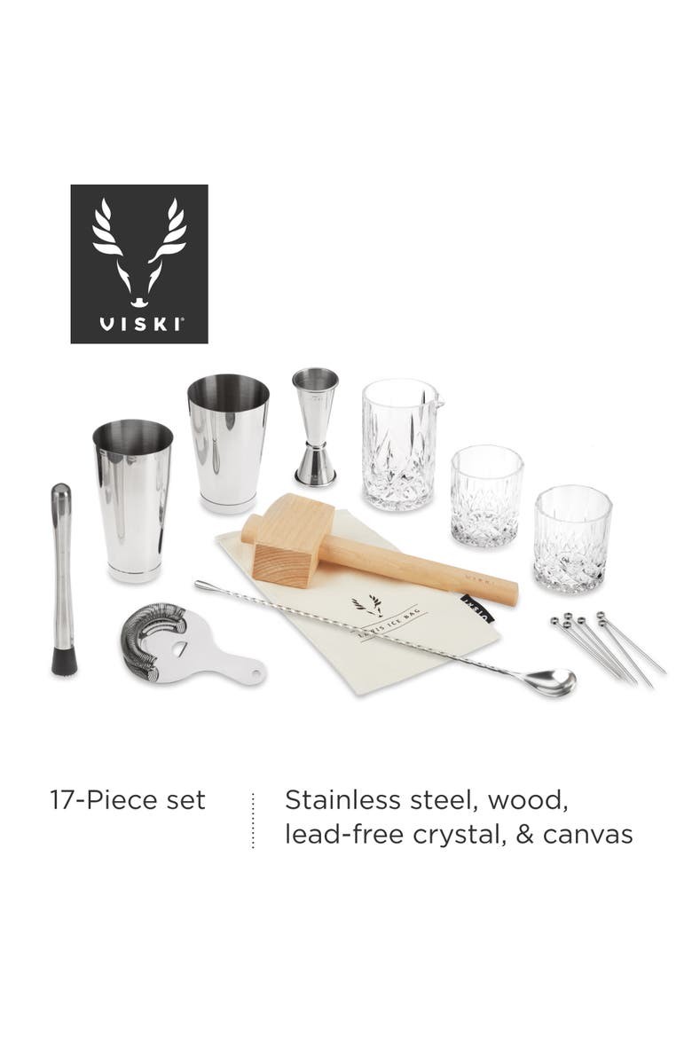 Viski 17-Piece Barware Set in Stainless Steel, Alternate, color, Silver
