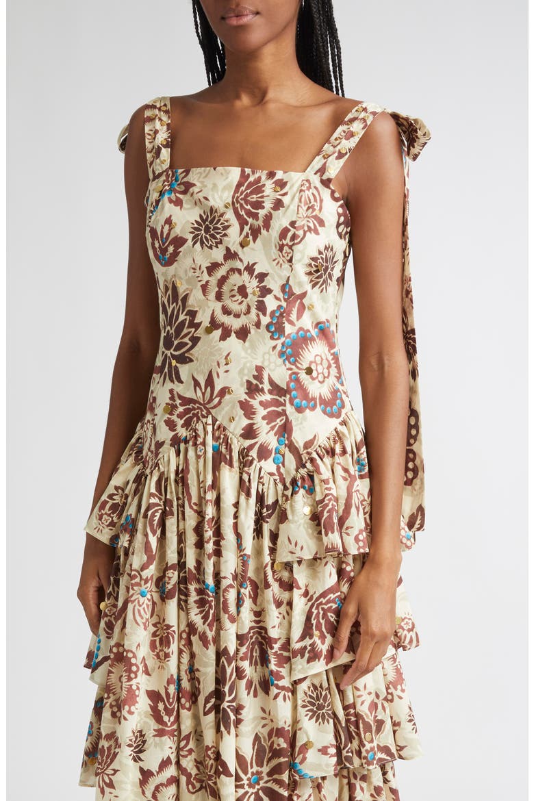 Mindy Floral Tiered Ruffle Maxi Dress, Alternate, color, RED MULTI
