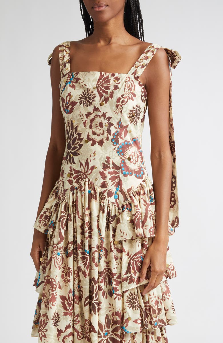 Siedrés Mindy Floral Tiered Ruffle Maxi Dress, Alternate, color, Red Multi