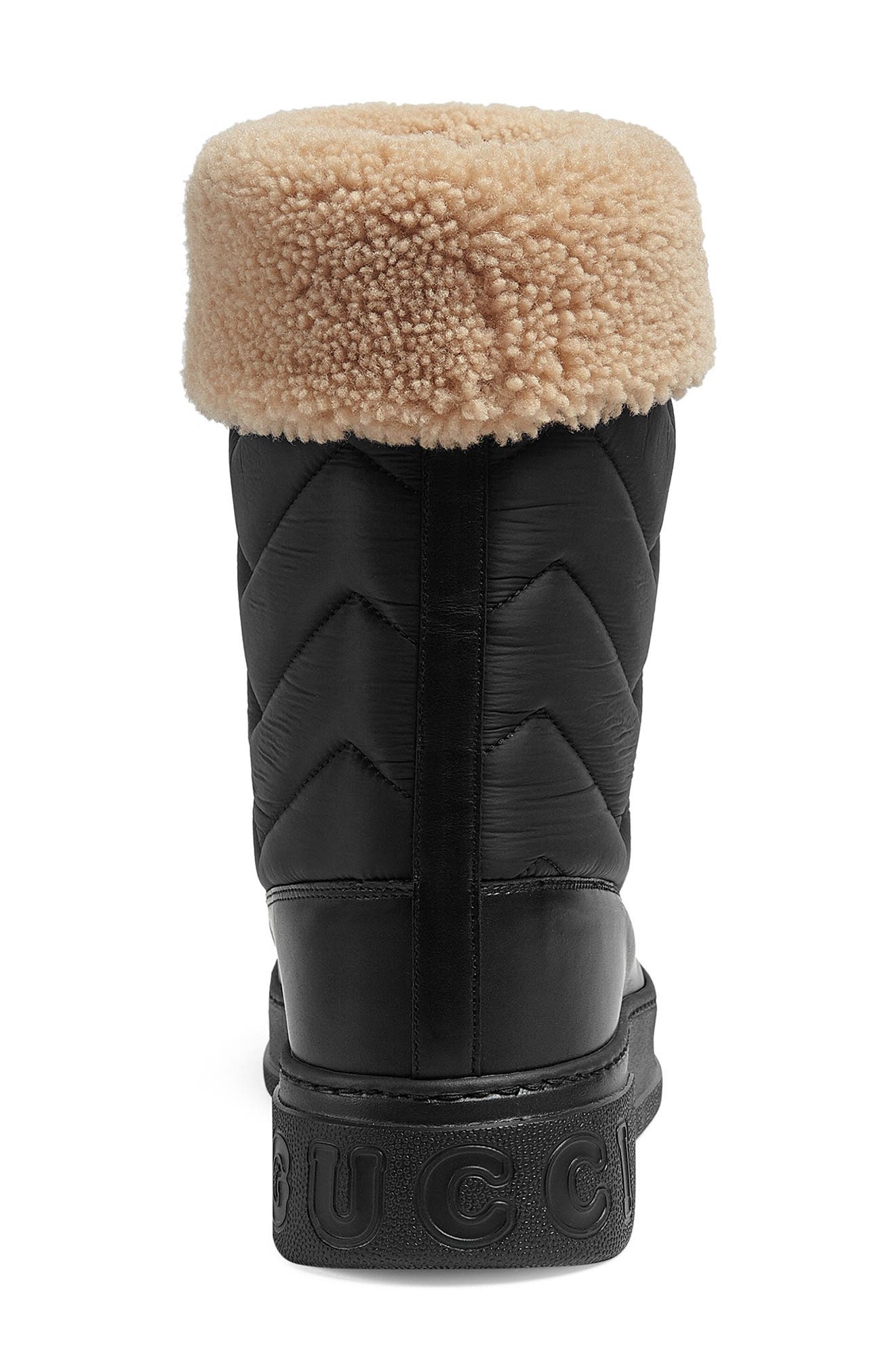 Gucci Horsebit Genuine Shearling Lined Quilted Snow Boot, Alternate, color, 