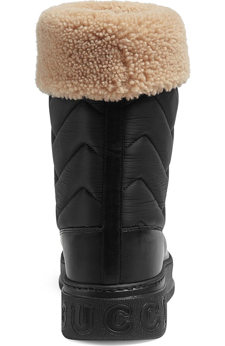 Gucci Horsebit Genuine Shearling Lined Quilted Snow Boot, Alternate, color,