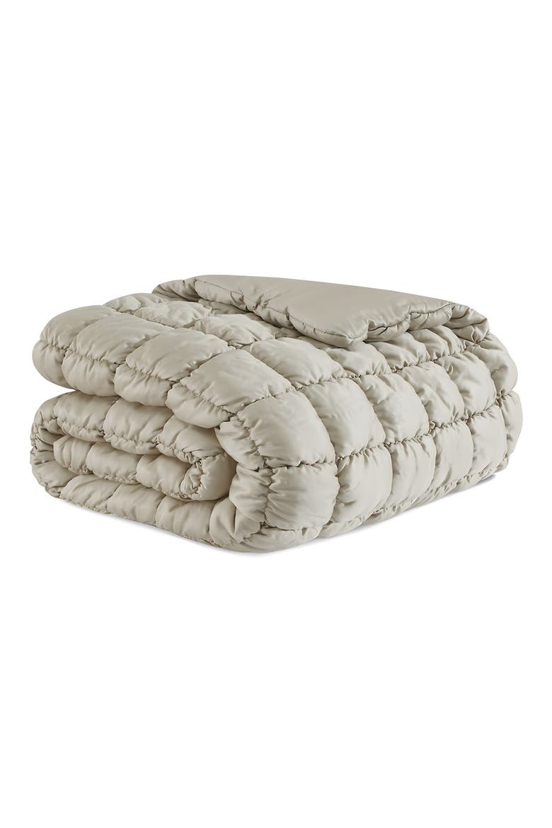 Silky Puff Squares Comforter, Main, color, SANDSTONE