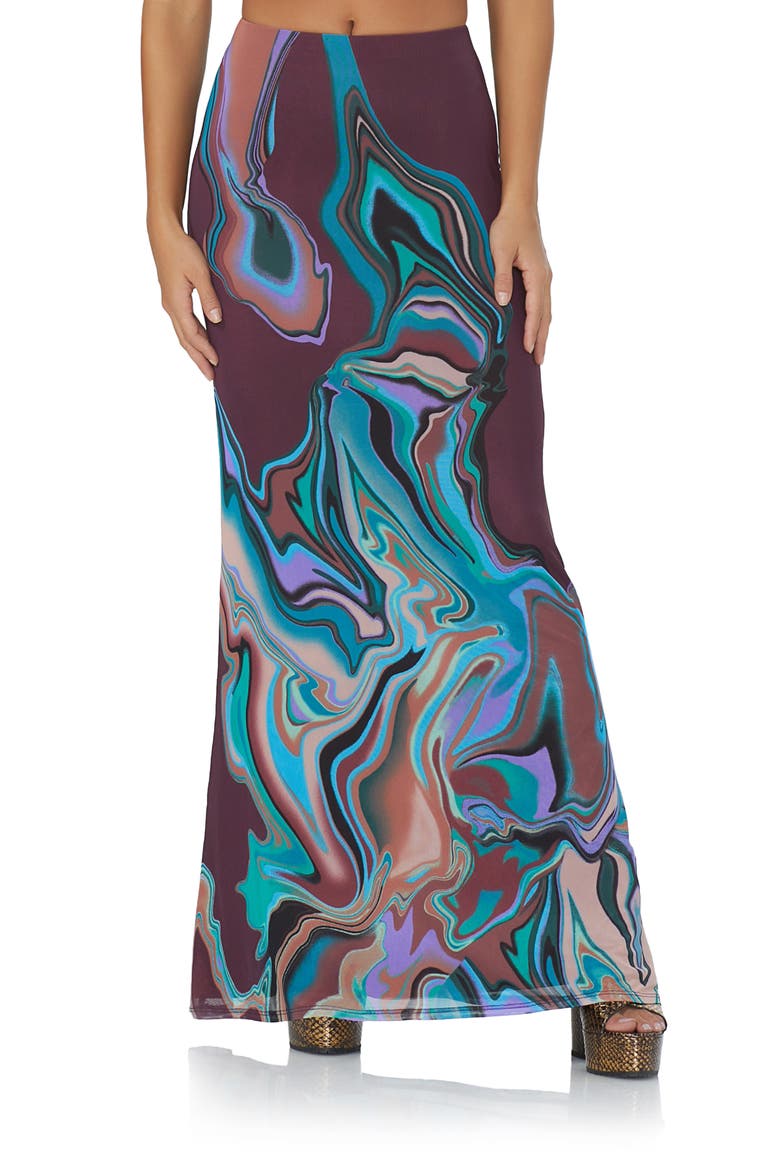 Cara Print Maxi Skirt, Main, color, AUTUMN MARBLE