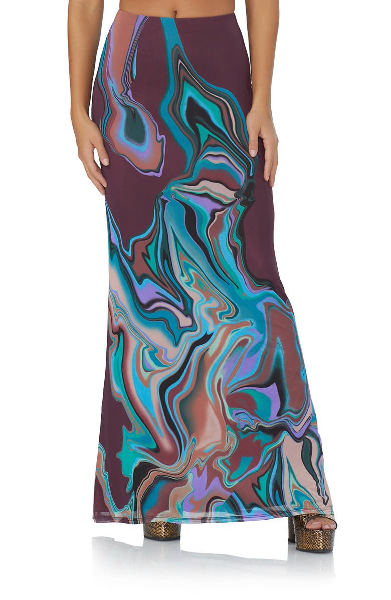 AFRM Cara Print Maxi Skirt, Main, color, 